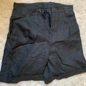 High waisted linen shorts - Grey